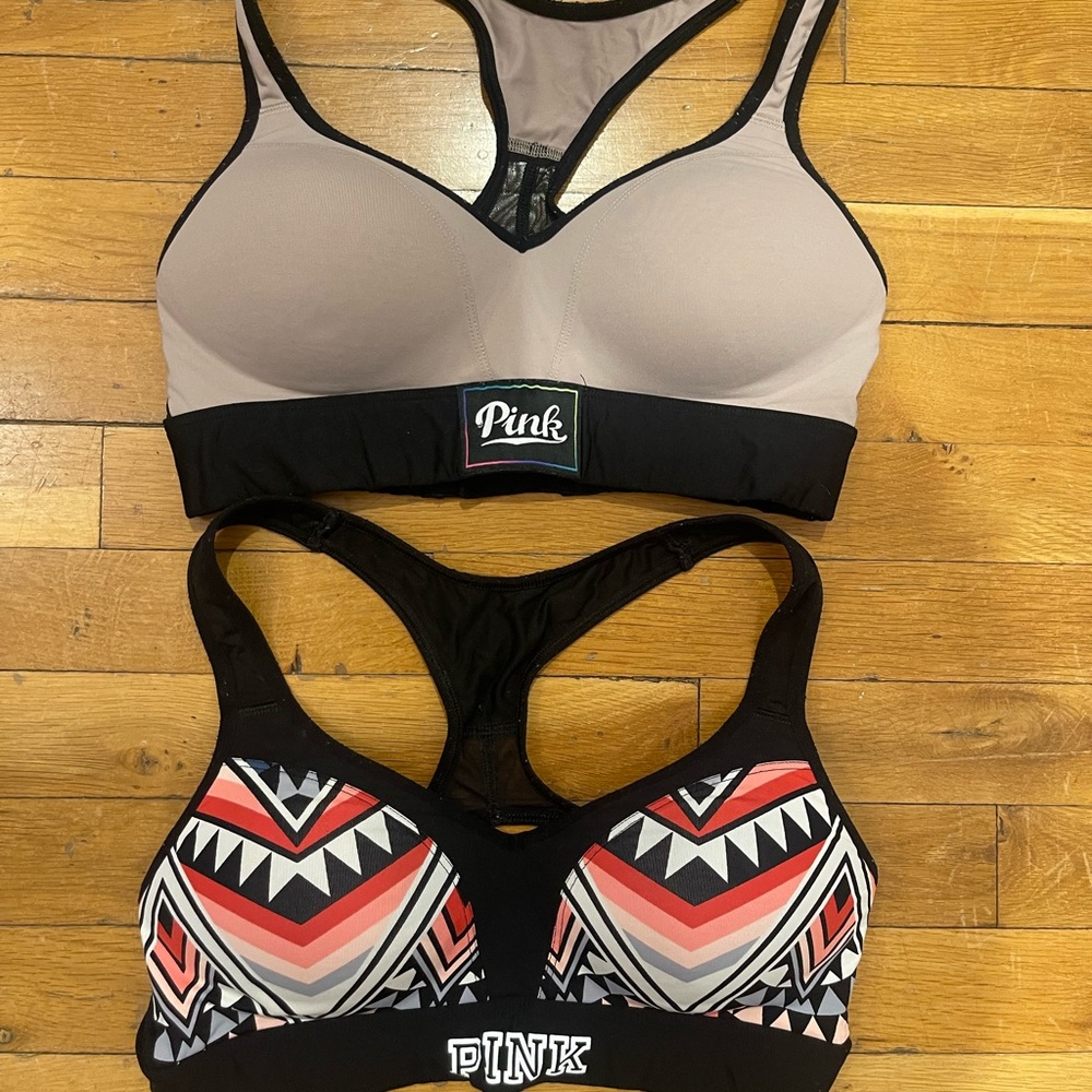 PINK Victoria’s Secret SET OF 2 Nude and Print Floral Set of Sports Bras